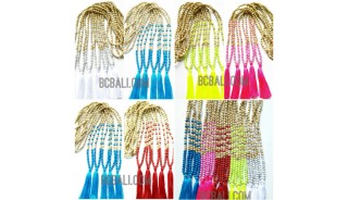 wooden bead tassels necklace handmade bali design free shipping